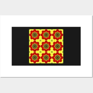 Red Yellow Chrysanthemum Pattern Number 24 Posters and Art